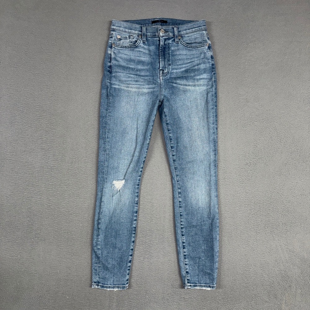 7 For All Mankind Jeans Womens 27 Blue High Waist Gwenevere Distressed Skinny